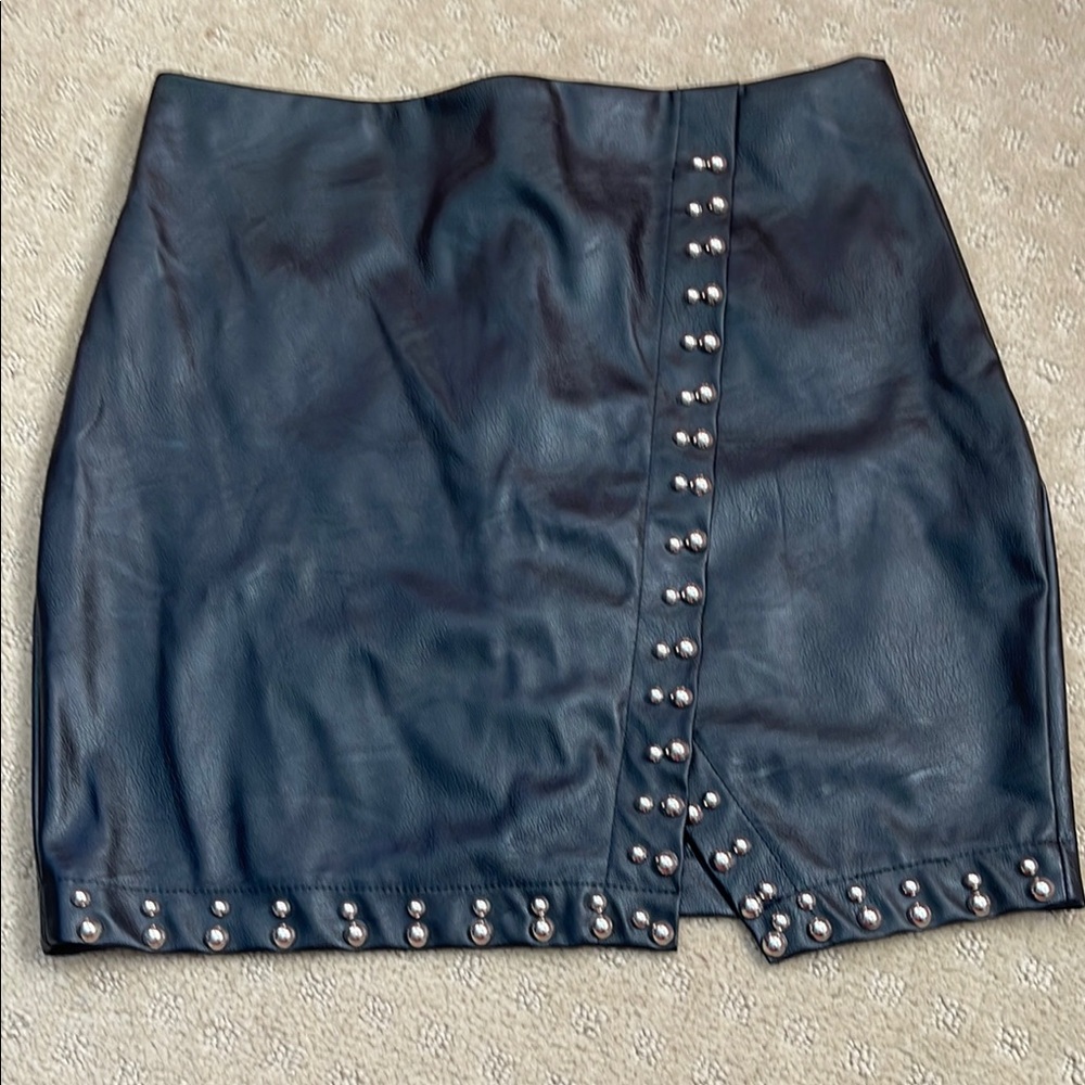 Black Studded Leather Skirt
